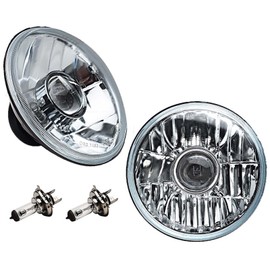 Octane Lighting 7 Inch Crystal Projector Headlight 6V 35/35W Halogen Clear Light Bulb Headlamp Pair