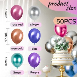 Ledeak 50pcs 10 Inch Mixed-color Metallic Balloons, Shiny Glossy Latex Balloons Chrome Balloons for Birthday Decorations, Graduation, Party, Weddings, Anniversary (Rose Gold)