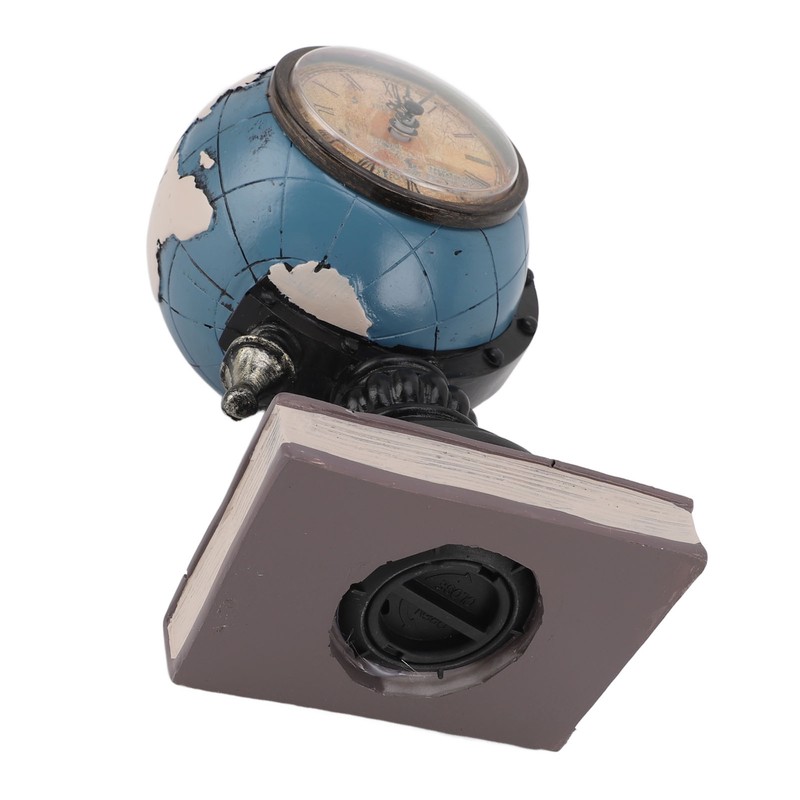 Globe Clock Decorative Desk Ornament Resin World Map Clock with