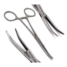 Fish Hook Removing Ratcheted Locking Hemostat Forceps Pliers Curved, 5.5" (14cm), Stainless Steel