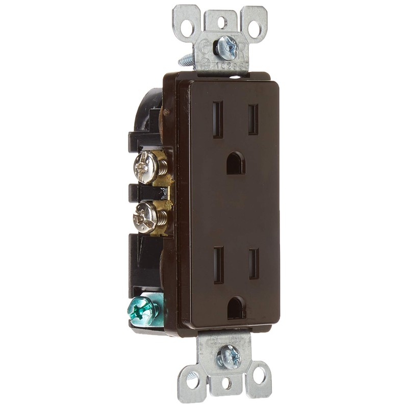 Leviton 15 Amp Decora Tamper-Resistant Duplex Electrical Wall Outlet, T5325,