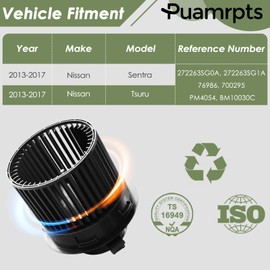 PUAMRPTS AC Heater Blower Motor Assembly - Compatible with Sentra 2013-2017, Tsuru 2013-2017, 1.6L, 1.8L, Sedan - Replace# 700295, 272263SG0A