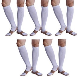 Bcurb Graduated Compression Copper Socks (5 Pair) Below Knee Calves High Support Recovery Stockings Aid Blood Circulation Relieves Feet Foot Calf Ankle Pain and Aches (White, Large/X-Large)