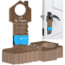 Geyoga 50 Pack Hey Neighbor Real Estate Agent Door Hangers with Business Card Open House Door Hangers Real Estate Agent House Supplies for Home Dorm Office Supplies, 3.5 x 8.7 Inch(Brown Wood Grain)