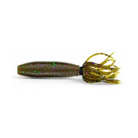 4 Inch Fat 92F10 Solid Tube Soft Plastic Bait 297 Green Pumpkin with Black Fishing Lures Bass Jigging Bait Jig Lure Weedless Soft Plastic Swimbait Accessories Freshwater