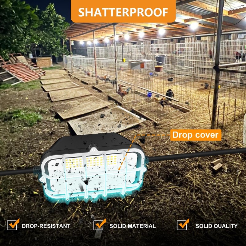 50ft LED Construction String Lights,75W 7500LM Waterproof IP67 Led String