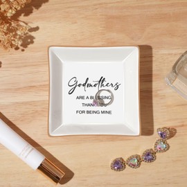 Godmother Gifts from Godchild, Gifts for Godmother Aunt Trinket Ring Dish -"Godmothers are a blessing, Thank you for being mine" Mother's Day Birthday Thanksgiving Christmas Gifts for Godmother