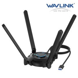 Wavlink 5400Mbps Wireless USB 3.0 Wifi 6E Adapter Dongle Tri-Band 2.4G/5G/6G W/4 Antenna