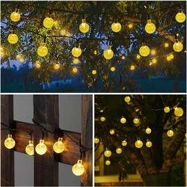 Toodour Solar String Lights Outdoor 35.6ft 60 LED Globe String Lights,Waterproof 8 Modes Solar Powered Patio Lights for Garden, Home, Gazebo, Yard Decorations (Warm White)