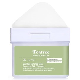 DERMAL Teatree Almohadilla de tóner calmante – Almohadilla de tóner coreana para calmar y mejorar el acné con zinc PCA – Almohadillas cuadradas de gasa vegana Tencel – Alta capacidad, 120 hojas