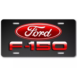 Mako Ford Art Red F150 on Carbon Fiber look Aluminum License Plate Tag Car Truck