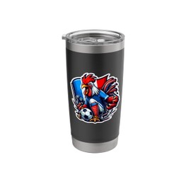 French Flag France Fan Art Strong Rooster Retro Stainless Steel Insulated Tumbler