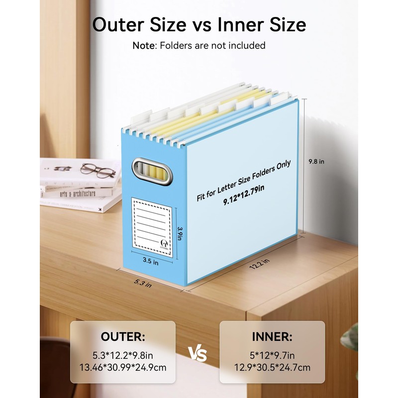 Oterri Cardboard File Organizer Box for Hanging File Folders Letter
