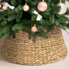 Lefree Christmas Tree Collar, Natural Handwoven Wicker Design, 27-Inch Woven Tree Collar Fits 6-9 Feet Christmas Trees, 5-Piece Natural Tree Collar for Pencil Trees.