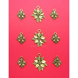 Unbranded 18 pcs ANT GOLDTONE Christmas POINSETTIA SETS Charms Pendants Earrings Crafts