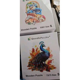 Quordle Puzzles 2 NEW Quordle Wooden PUZZLES Peacock T975 & Kittens X061, BRAND NEW, Sealed