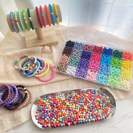 1820PCS 6mm Acrylic Round beads For Jewelry Making,28 Candy Colors Assorted Plastic Round Beads for Bracelets Making Kit Loose Beads Bubble Gum Beads for Earrings Necklace Phone Lanyard DIY Crafts