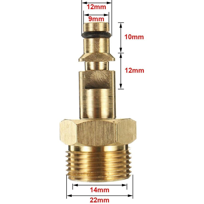 2 Pcs Gold M22 Adapter High Pressure Washer Hose Adapter