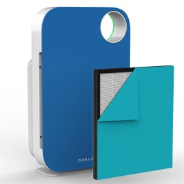 OVAL AIR AIR1000G 3-Stage H13 True HEPA 5-in-1 Air Purifier for Rooms up to 600 sq. ft. reduces Allergies, Asthma, Pets, Odor, Smoke, Santorini Hills Blue