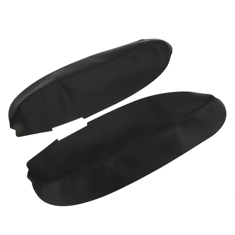 2pcs Front Door Panel Armrest Cover Black Artificial Leather Replacement