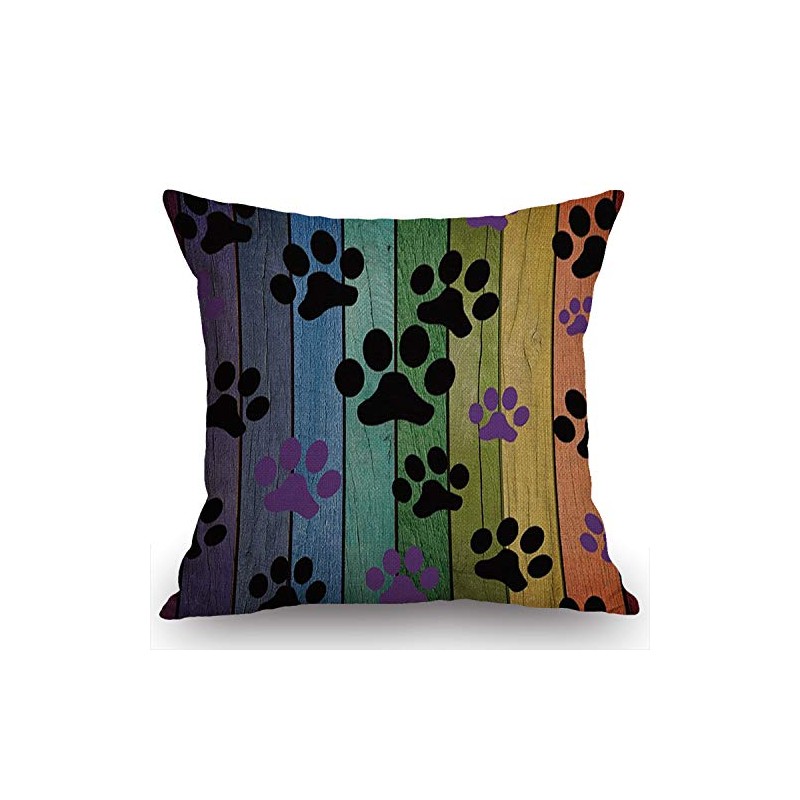 Swono Rustic Rainbow Woodgrain Black and Purple Dog Paw Cotton