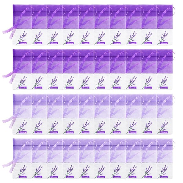 IJHYGD 40 Pcs Lavender Bags Lavender Bags Scented Bags Closet Bags for Lavender Scented Bags Tulle Bags for Empty Lavender (Dark Purple+Light Purple)