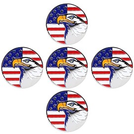 Eshan - Marcadores de pelota de golf, paquete de 5, 10 bonitos y divertidos marcadores de golf, accesorios para bolsa de golf, regalo de posición de la pelota de disco de marcado para hombres Weman golfistas (5, EagleFlag)