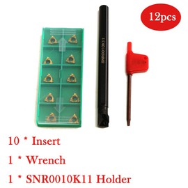 POWERTOOL Lathe Boring Bar Holder, Turning Tools 1PC Parting Off Turning Tool Holder SNR0010K11 Holder+ 10PCS Inserts+ 1PCS Wrench