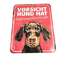 D&D Home, Warning Sign Warning Warning Sign 25 x 20 x 0.3 cm German Version Red Background Rust Resistant Metal Sign with Funny Text
