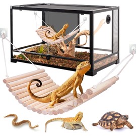 Vodolo Reptile Bridge,Bearded Dragon Hammock,Lizard Tank Climbing Accessories Gecko Reptile Decor for Habitat,Hamster Cage Accessories 12 in