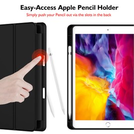 iMieet iMieet iPad 9.7 Case (2018/2017 Model, 6th/5th Generation), Smart Cover with Pencil Holder and Soft Baby Skin Silicone Back and Full Body Protection, Auto Wake/Sleep Cover (Black)