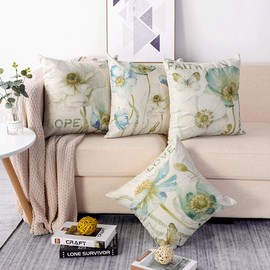 Artscope Set of 4 Decorative Cushion Covers, 45 x 45 cm, Cotton Linen Cushion Covers, Decorative Cushion Cover Set, Cushion Covers for Sofa, Car, Bedroom, Home Decor, 45 x 45 cm