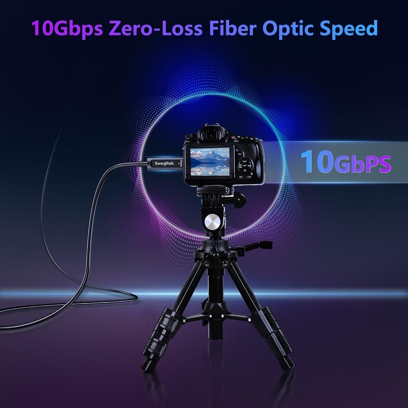 swegltek Fiber Optic USB C Cable(50ft),10Gbps Active Optical Type C