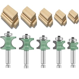 LEATBUY-TECH LEATBUY 5 PCS Molding Router Bit Set 1/2-Inch Shank, Corner Rounding Edge-forming Roundover Beading Router Bit Sets , Woodworking Milling Tools, Carbide CNC Router Cutter (YL01)