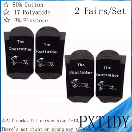 PXTIDY 2 Pairs Goat Dad Gifts The Goatfather Socks Funny Goat Lover Gifts Farmer Goat Father Gift
