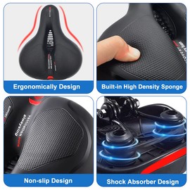 Roryimke Comfortable Bike Seat Replacement Bike Saddle Dual Shock Absorbing Ball Anti-Slip Bicycle Saddle Waterproof Bicycle Seat for Men Women Universal Fit for Exercise Indoor Mountain Road Bikes