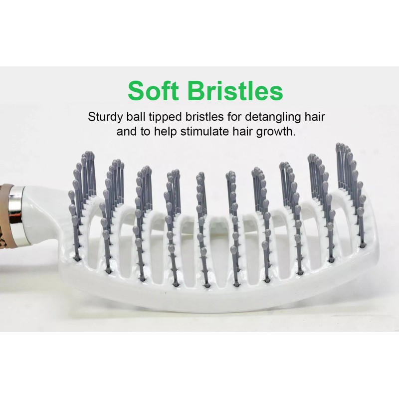 UltimateBrush White Hair Brush Anti Static Curved Vented Styling Detangling