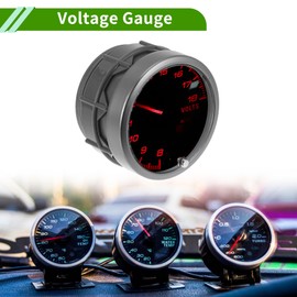 VekAuto 2.5" 60mm DC 12V Voltage Gauge White Orange Light Analog Voltmeter Gauge 8-18V Universal Car Voltage Meter Silver Tone Black White