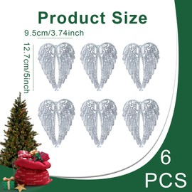 iwiio Crystal Christmas Tree Decorations - 6Pcs Christmas Tree Angel Wings Pendants, Christmas Tree Angel Wings Hanging for DIY Crafts, Party Decor, Xmas Tree Decorations