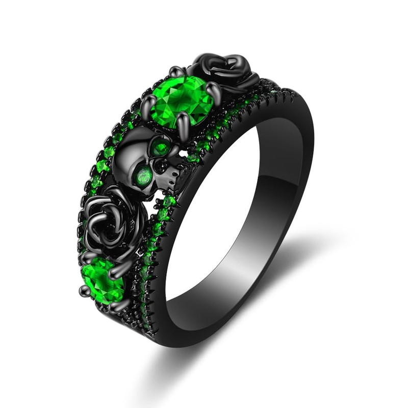 Retro Stainlless Steel Black Gold Plated Skull Ring Ring punk