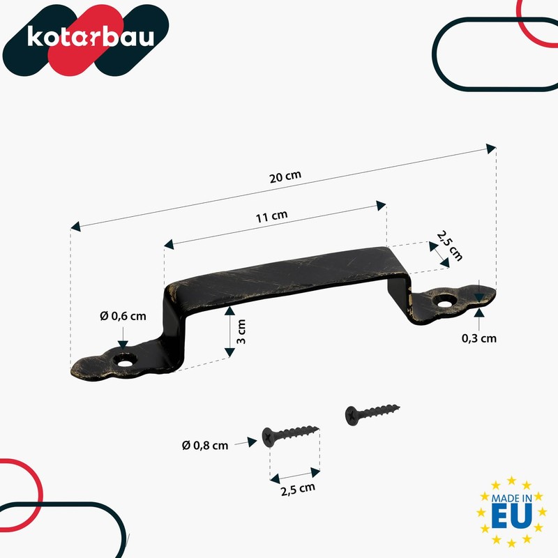 KOTARBAU® Set of 2 Forged Door Handles Black + Antique