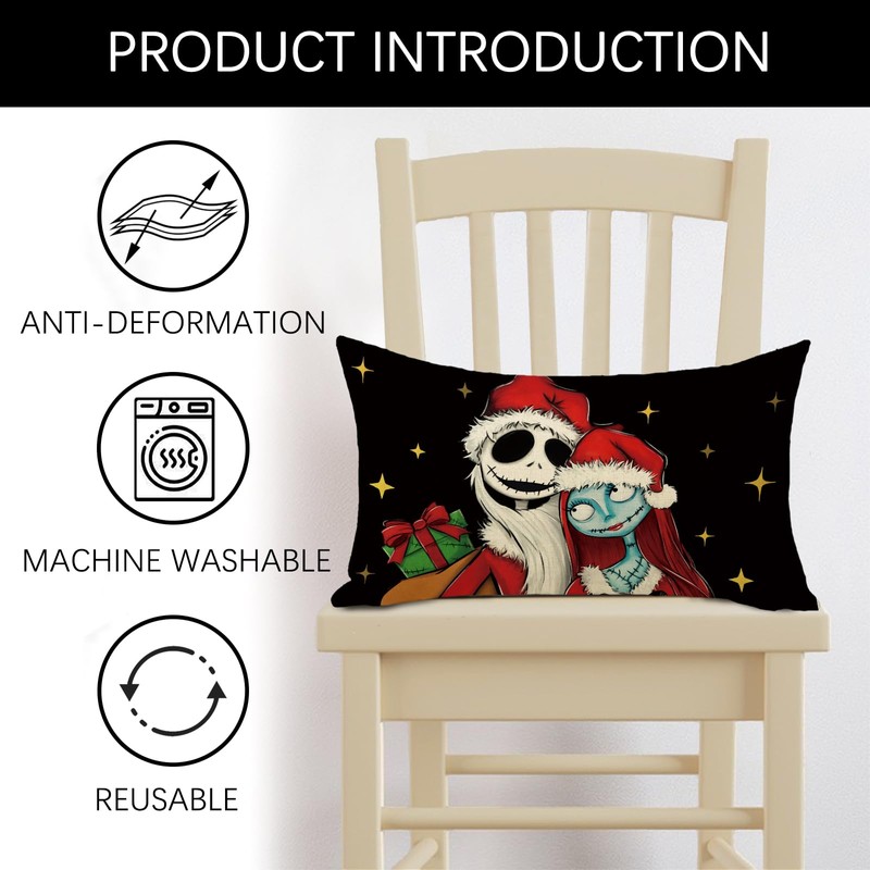 Pycat Christmas Jack Lumbar Decorative Throw Pillow Cover 12 x