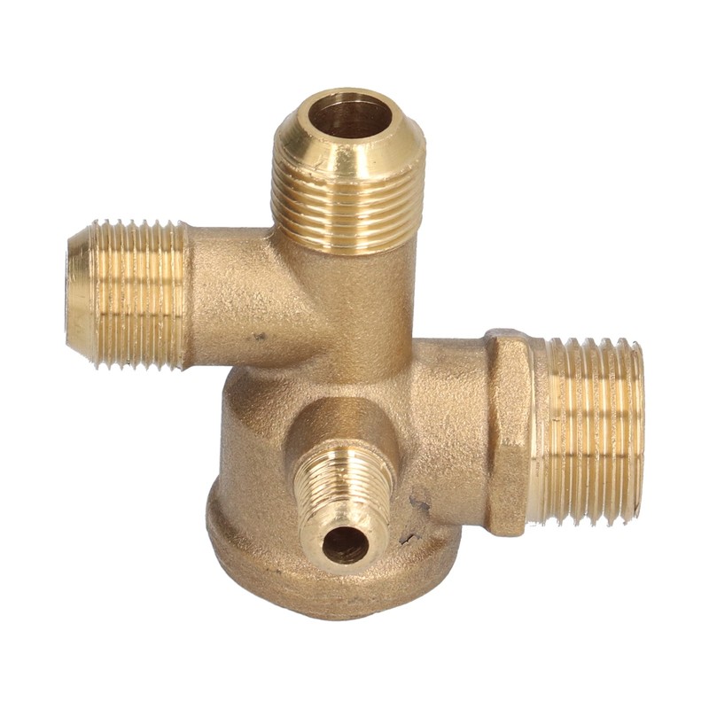 Air Compressor Valve Replacement Components Brass 4 Way Double Pipe