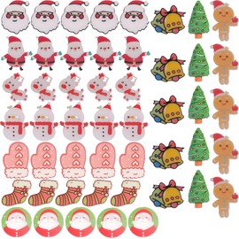 Lsydgn Pack of 50 Christmas Pins Pin Christmas Decoration Christmas Brooches Cute Cartoon Brooch Santa Brooch Badge Jewellery Acrylic Brooch Christmas Brooch Set, Acrylic, No