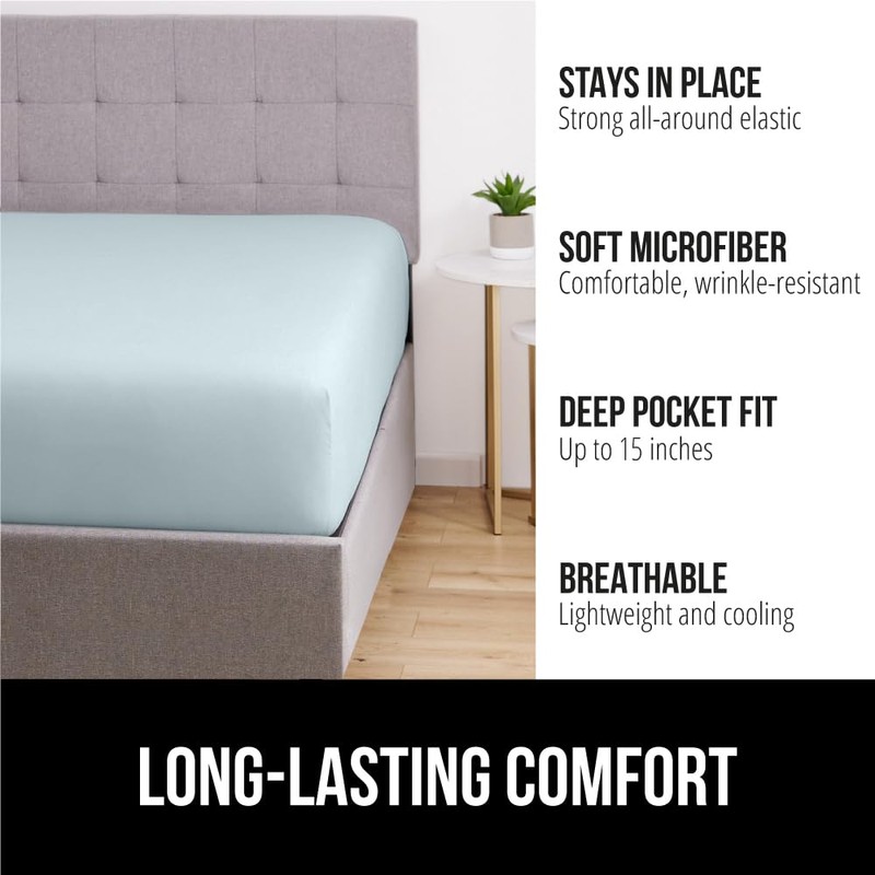 GORILLA GRIP Fitted Sheets, Stay in Place Twin Size Bottom