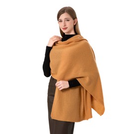 HOPETLA Cashmere Wrap Warm Soft Knitted Scarf Stole for Women Airplane Travel Blanket Shawl 87x28 in Extra Large Pashmina (Light Tan)