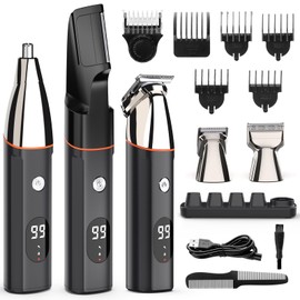 Beedove Men's Body Shaver, Vio Shaver, 5 Heads & 2 Charging Methods & Magnetic, For All Body Use, Hair/Beard/Shank/Nose Hair Cutter, Bath Shaving, LCD Display, Travel Lock Function, Japanese