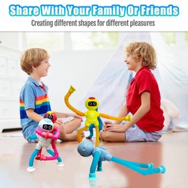 Kakukokas 12 Pcs Pop Tubes Sensory Toys Pack, Fidget Toys for Classroom Prizes,Party,Birthday,Easter Basket Stuffers,Telescopic Suction Cup Toy for 4 5 6 7 8 9 Years Old Boys & Girls