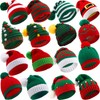 16 Pcs Knitted Christmas Hat Red White Green Elf Hats