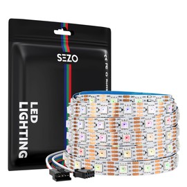 SEZO WS2815 LED Strip SPI RGB (Upgraded WS2812B) DC12V 5M 60LEDs/m Dimmable Individually Addressable LED Strip 5050SMD Dual Signal Light Strip IP30 Non-Waterproof for DIY Interior Lighting